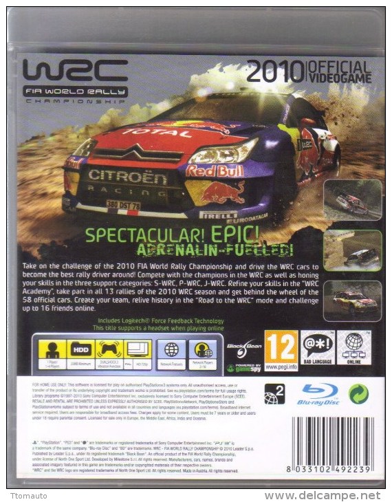 Jeux PS3  -  Playstation 3  -   WRC -   FIA World  Rally Championship 2010 - PS3