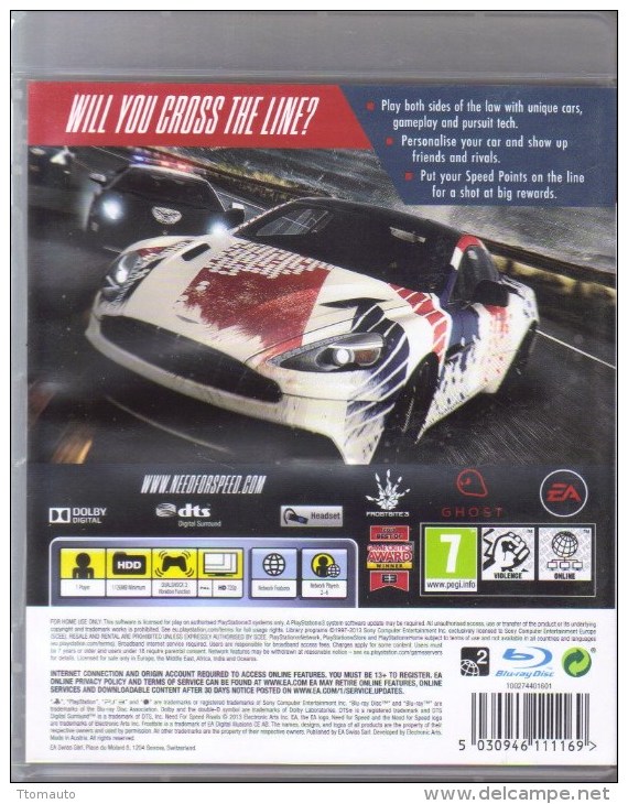 Jeux PS3  -   Playstation 3  -  Need For Speed - Rivals - PS3