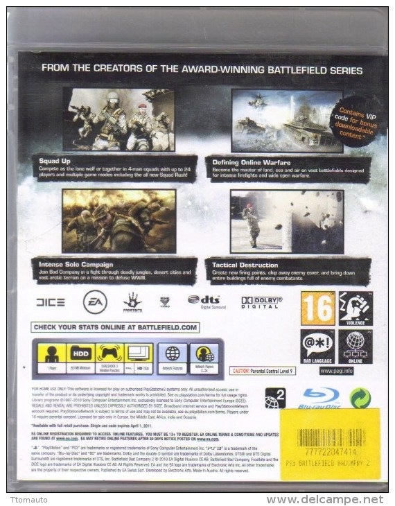 Jeux PS3  -   Battlefield  -  Bad Company 2 - PS3