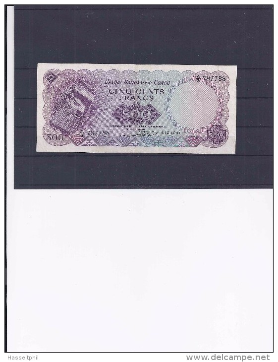 D.R. Congo  500 Francs 1.12.1961 - République Démocratique Du Congo & Zaïre