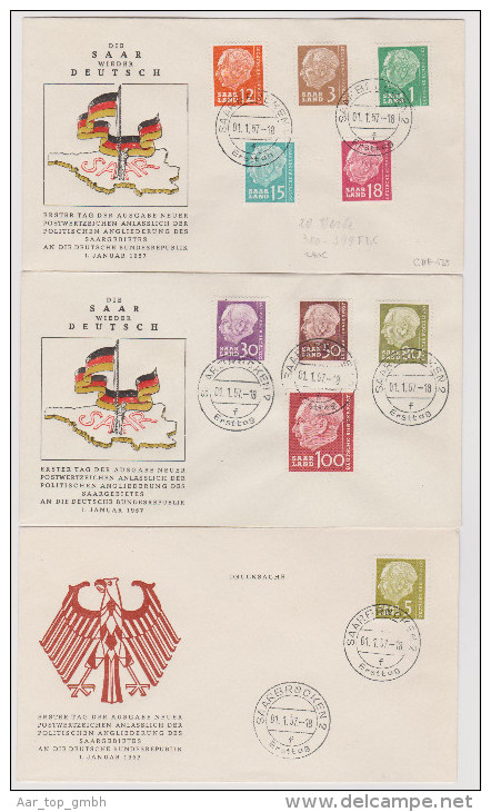 DE Saarland 1957 6 Ersttagsbriefe Mi # 380-399 - Lettres & Documents