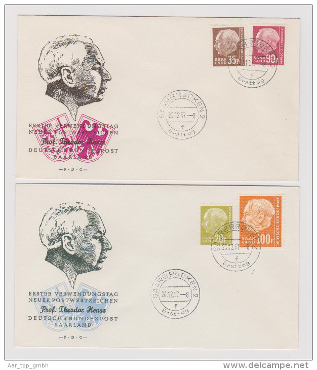 DE Saarland 1957 Ersttagsbriefe Mi# 409-428 - Cartas & Documentos
