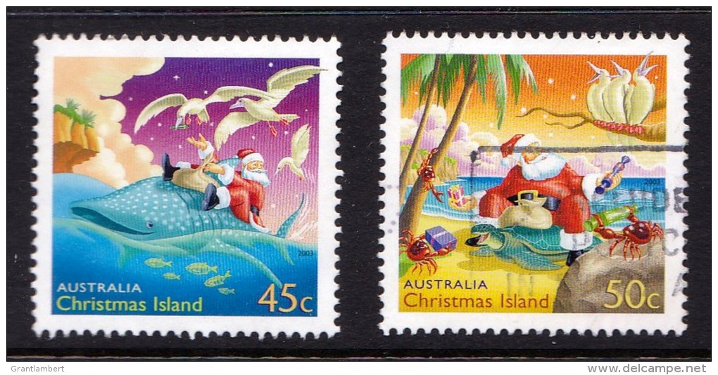 Christmas Island 2003 Christmas Set Of 2 Used - - - Christmaseiland