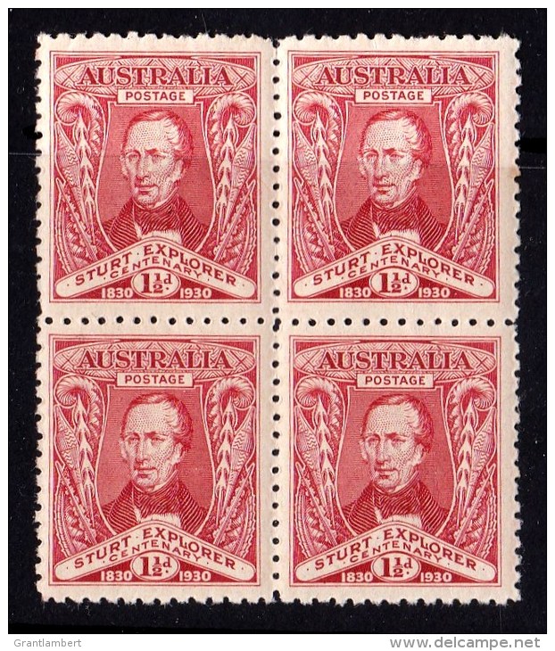 Australia 1930 Sturt Explorer 11/2d Block Of 4 MNH - See Notes - Ungebraucht