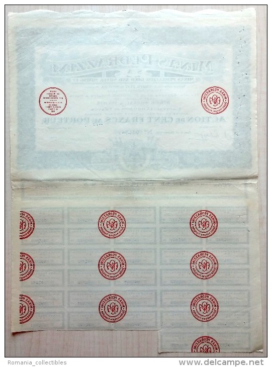 Mexico, 1922, Minas Pedrazzini - Bond Certificate, 100 Francs - M - O
