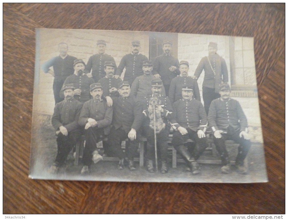 Carte Photo Militaire Dépôt D'Eragny Groupe De Militaire 9ème Régiment 9 Au Col Et Au Képi - Regimientos