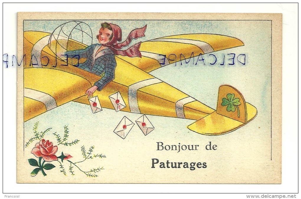 Belgique. Hainaut. Bonjour De Pâturages. Avion; Enveloppes, Rose, Trèfle. P.J - Bruxelles 205 - Colfontaine