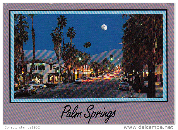 25665- PALM SPRINGS- PALM CANYON DRIVE BY NIGHT, CAR - Palm Springs