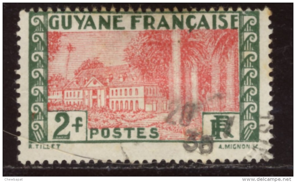 Guyane - Oblitéré - Charnière  Y&T 1929 N° 128 Hôtel Du Gouvernement Cayenne  Vert Et Rouge - Oblitérés