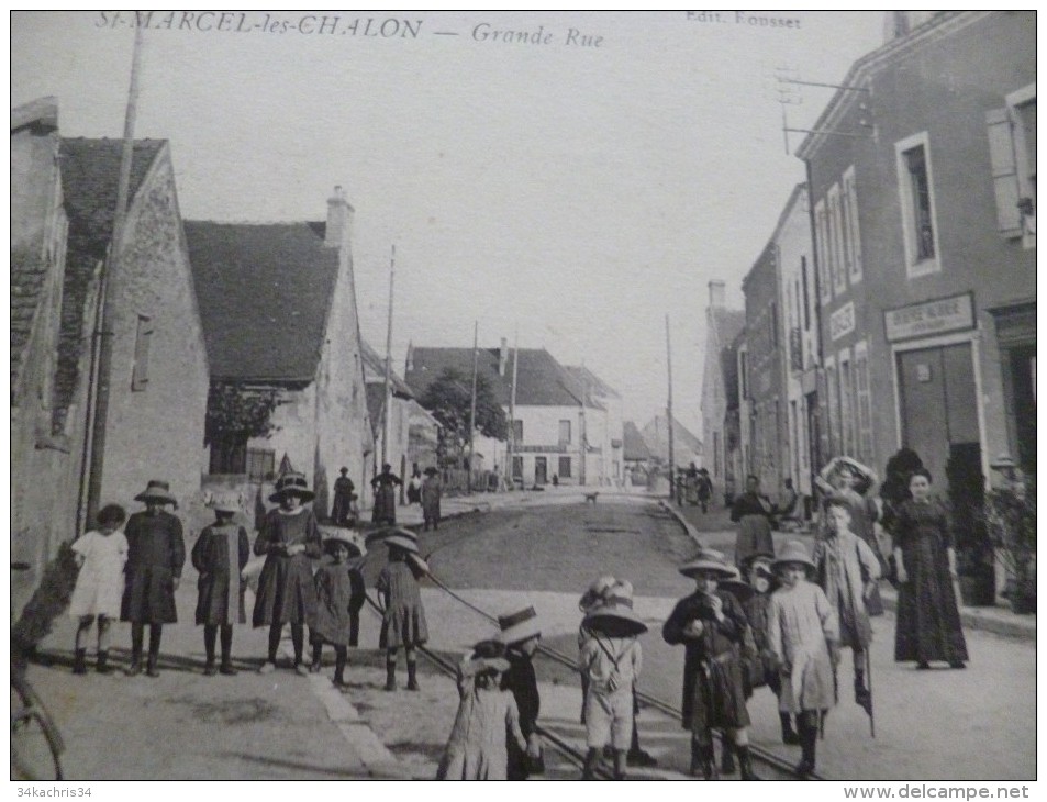 CPA Saint Marcel Les Chalon Grande Rue Animée - Autres & Non Classés