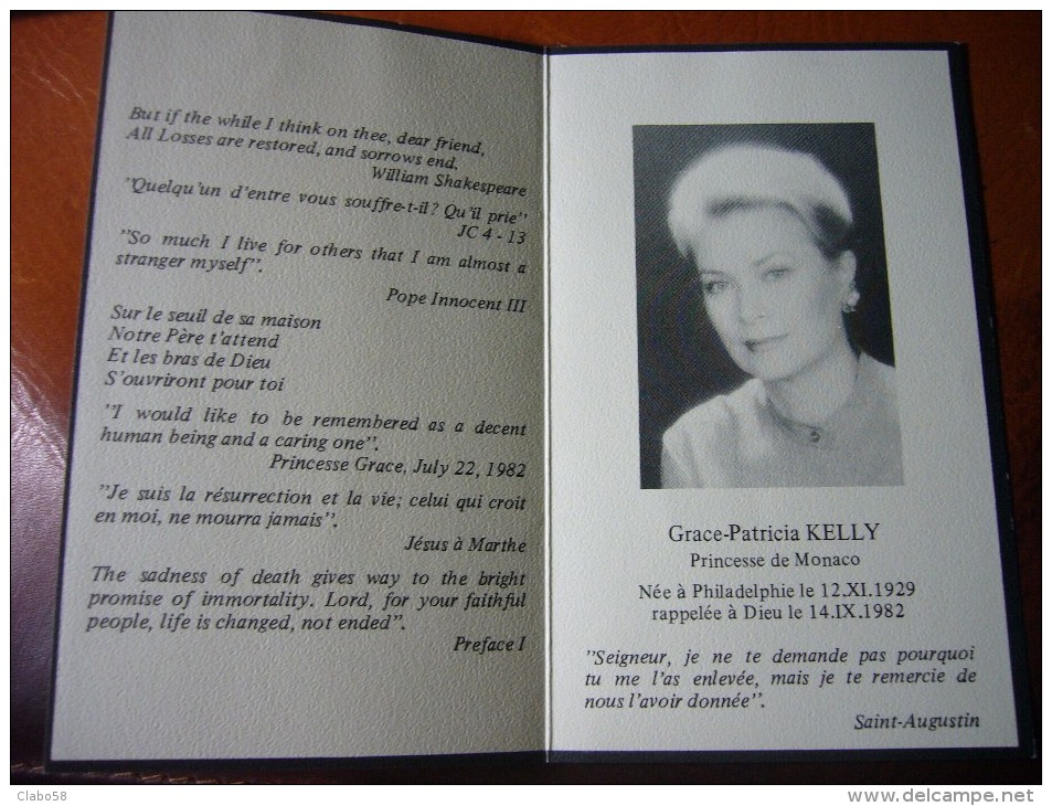 SANTINO  FUNEBRE   GRACE PATRICIA KELLY  1982 - Devotion Images