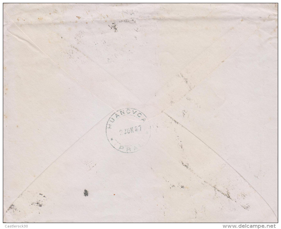 G)1887 PERU, COAT OF ARMS 10 CTS., CIRCULATED COMMERCIAL COVER TO HUANCAVELICA, INTERNAL USAGE, XF - Peru