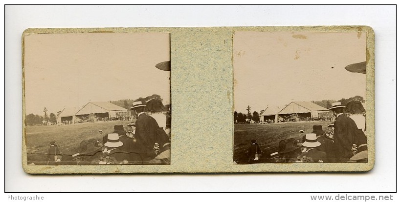 France Jarville Aviation Circuit De L'Est Hangars Spectateurs Ancienne Photo Stereoscope 1910 - Aviación