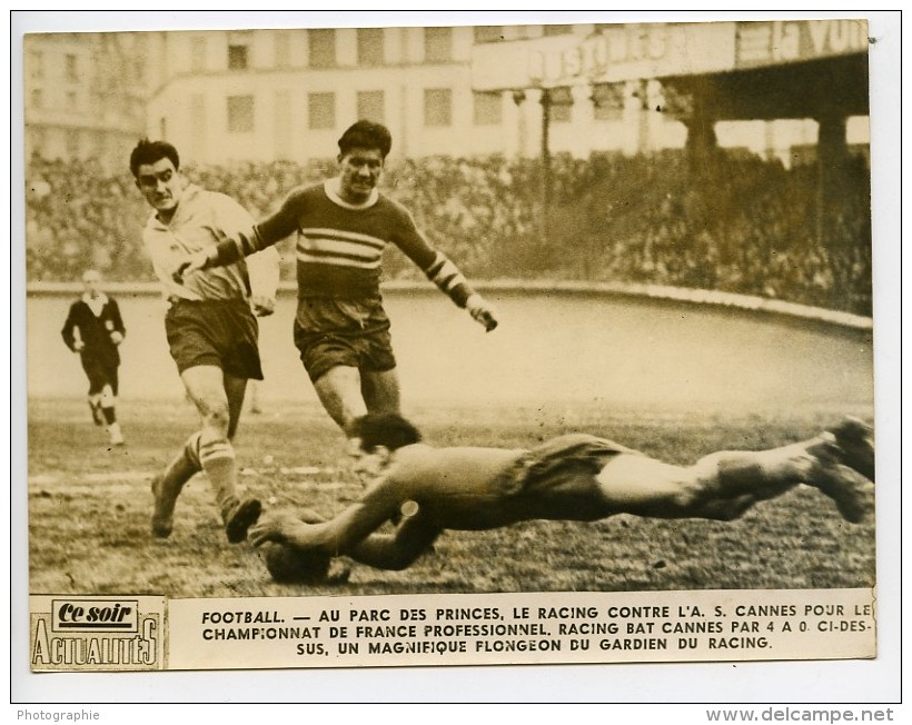 France Football Parc Des Princes Match Racing 4 Cannes 0 Ancienne Photo 1947 - Sports