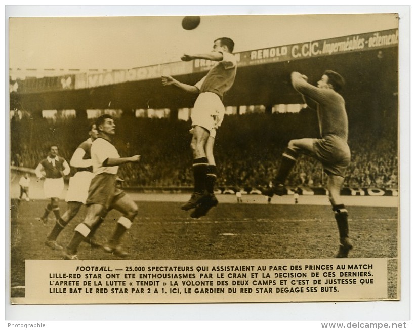 France Parc Des Princes Football Match Lille 2 Red Star 1 Ancienne Photo 1947 - Sports