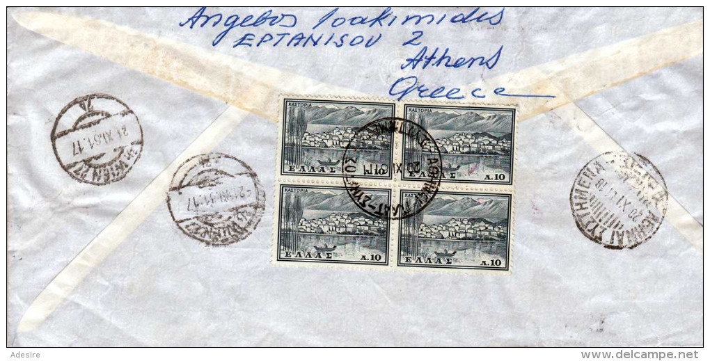 GRIECHENLAND 1961 - 6 Fach Frankierung (mit 4er Block) Auf Luftpost-Express-Reco-Brief Gel.von Athen Nach Wien - Briefe U. Dokumente