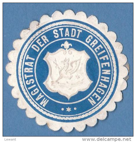 4110 SIEGELMARKEN SEALING LABEL - MAGISTRAT DER STADT GREIFENHAGEN - Sonstige & Ohne Zuordnung