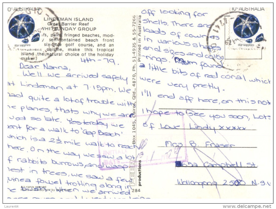(718) Australia - QLD - Lindeman Island (DLO / RTS Purple Postmark) - Mackay / Whitsundays