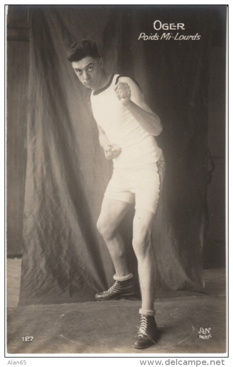 French Boxer Oger Middle Weight Boxing C1920s Vintage Real Photo Postcard - Boxing