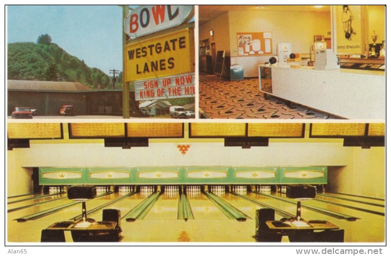 Toledo Oregon Westgate Lanes Bowling Alley, C1950s/60s Vintage Postcard - Bowling