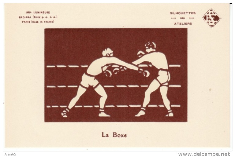 Le Boxe, Boxing Boxers Fight Glow In The Dark Images, C1920s/60s Vintage Postcard - Boxing