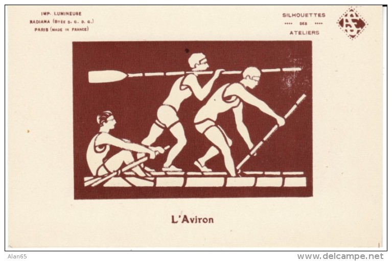 L'Aviron, Rowing Sculls, Glow In The Dark Images, C1920s/60s Vintage Postcard - Aviron