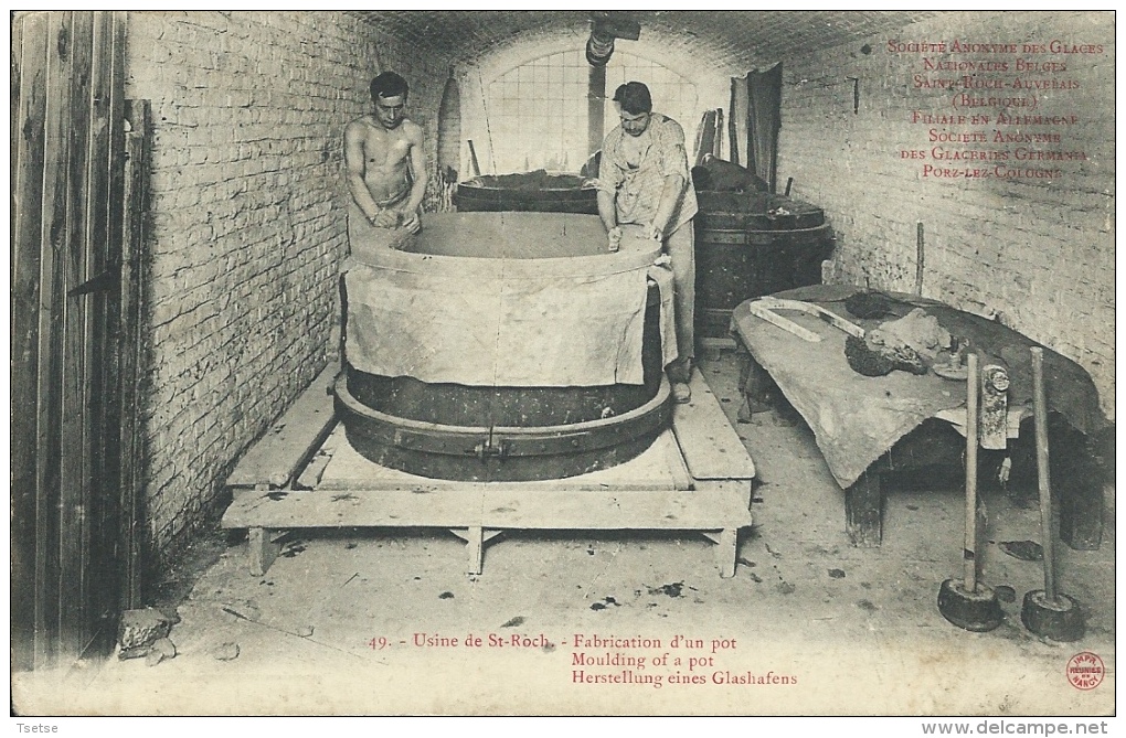Auvelais - Usine St-Roch - Fabrication D'un Pot - Ouvriers ( Voir Verso - Sambreville