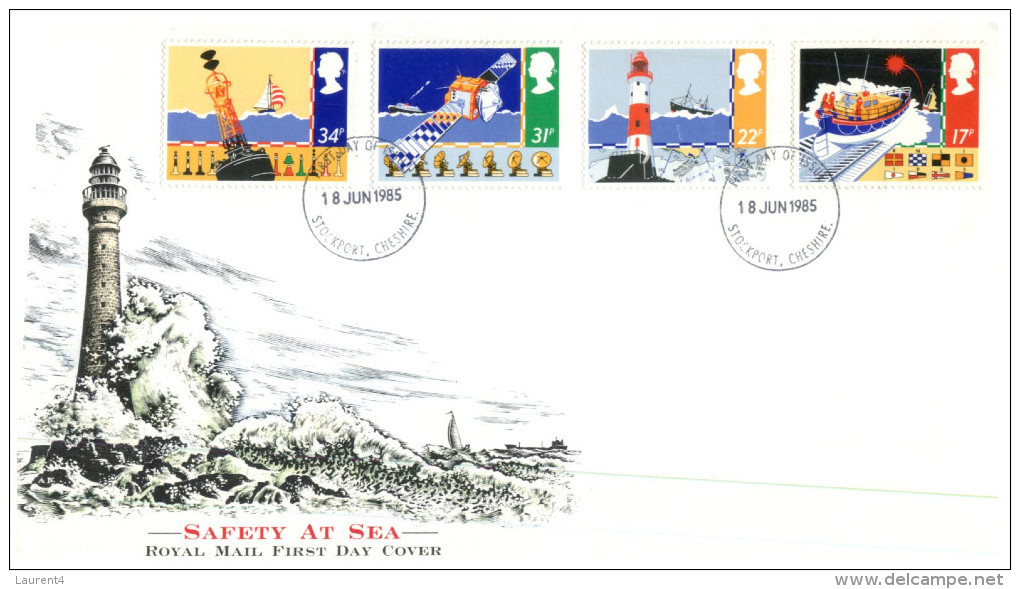 (678) UK FDC 1985 - Safety At Sea  - Lighthouse - 1981-1990 Decimal Issues