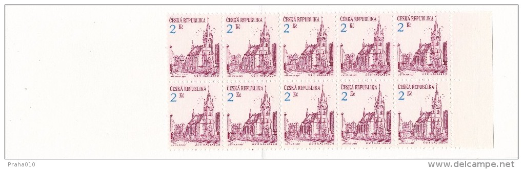 Czech Rep. / Stamps Booklet (1993) 0013 ZS 2 City Usti Nad Labem (church) Letter-box (J3709) - Unused Stamps