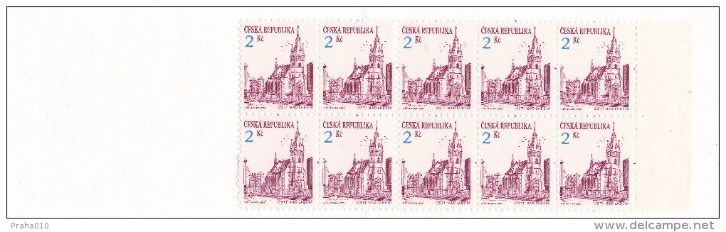 Czech Rep. / Stamps Booklet (1994) 0013 ZS 4 City Usti Nad Labem (church) Mail Coach; Letter-box; Sending Money (J3716) - Unused Stamps