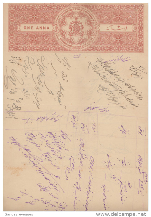 BHOPAL  State  1A  Stamp Paper  Type 40  K&M 401   # 85503  India  Inde  Indien Revenue Fiscaux - Bhopal