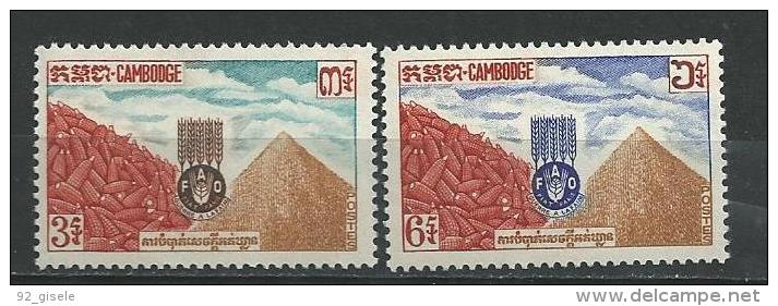 Cambodge YT 130 & 131 " Contre La Faim " 1963 Neuf** - Cambodge