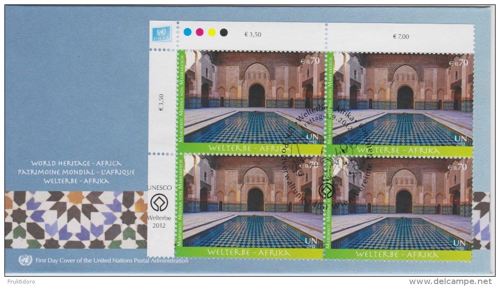 United Nations FDC Mi 757 UNESCO World Heritage - Medina Marrakesh - 2012 - FDC