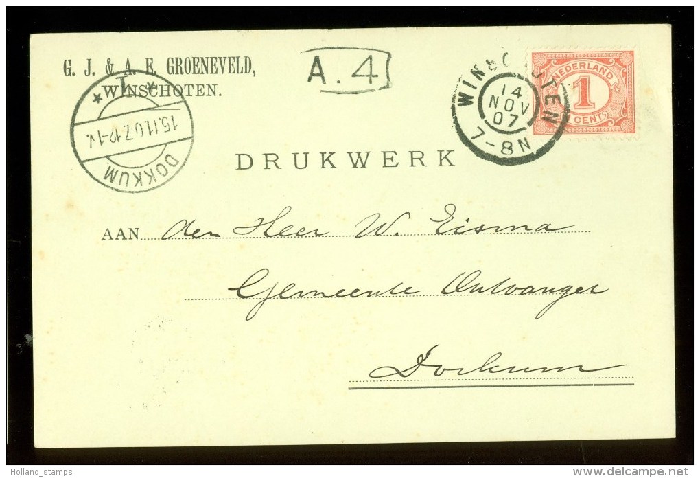 HANDGESCHREVEN BRIEFKAART Uit 1907 Van WINSCHOTEN Naar DOKKUM  (9837d) - Brieven En Documenten