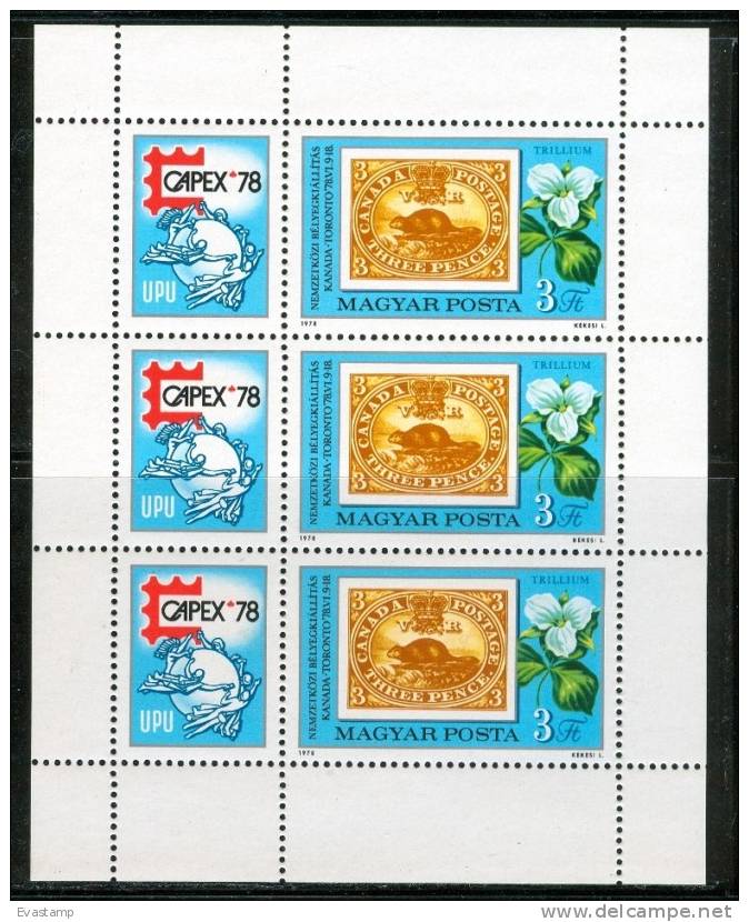 HUNGARY-1978.Sheetlet - CAPEX ´78 (Flower Trillium) MNH!  Mi:3293 - Unused Stamps