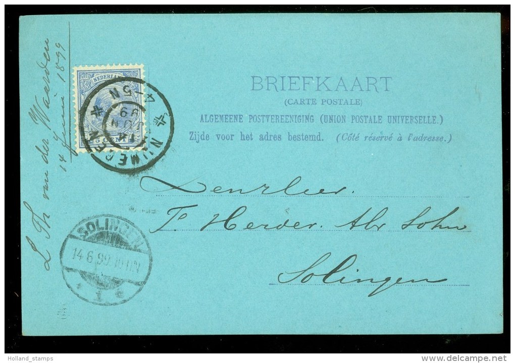 HANDGESCHREVEN BRIEFKAART Uit 1899 Van NIJMEGEN Naar SOLINGEN  (9837i) - Brieven En Documenten