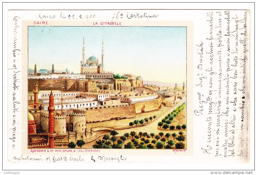 AK Ägypten Le Caire - La Citadelle  Litho Exp. Le 22.2.1900 à Pressburg Hongrie - Le Caire