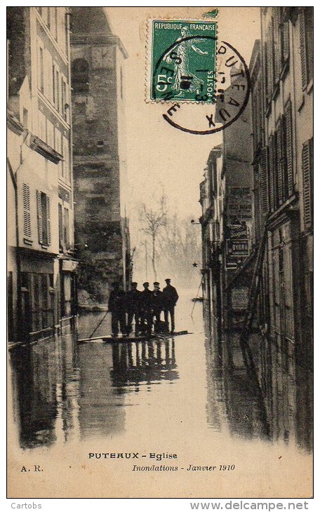 92 PUTEAUX  - Eglise  Inondations Janvier 1910 - Puteaux