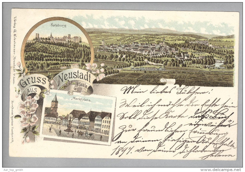 AK DE Bay NEUSTADT A/Saale 1897 Litho G.Erbsäuser (ohne Marke) - Neustadt Waldnaab