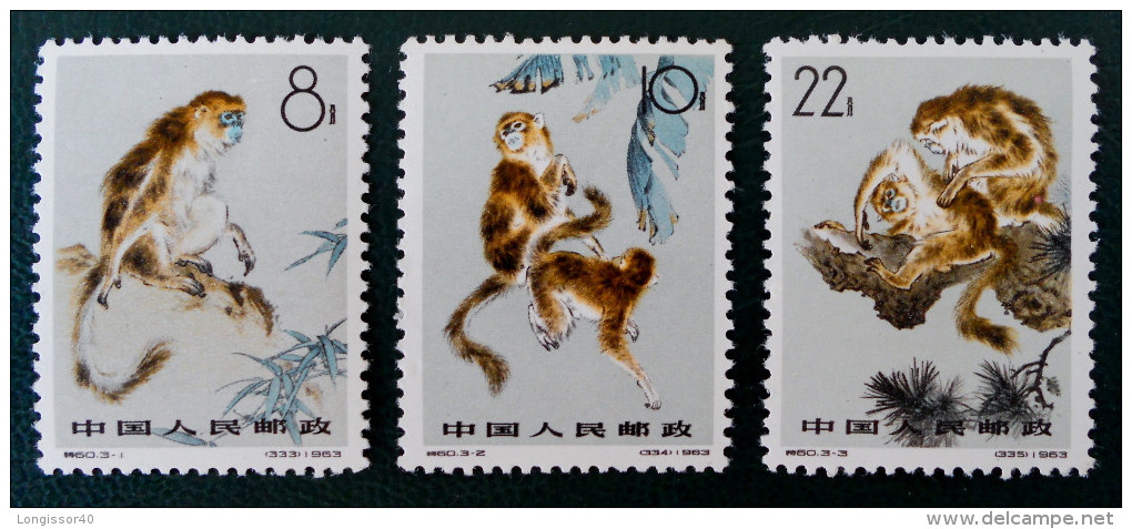 LE SINGE DORE 1963 - NEUFS ** - YT 1498/00 - MI 741/43 - DENTELES 11 1/2 - 11 - Nuovi