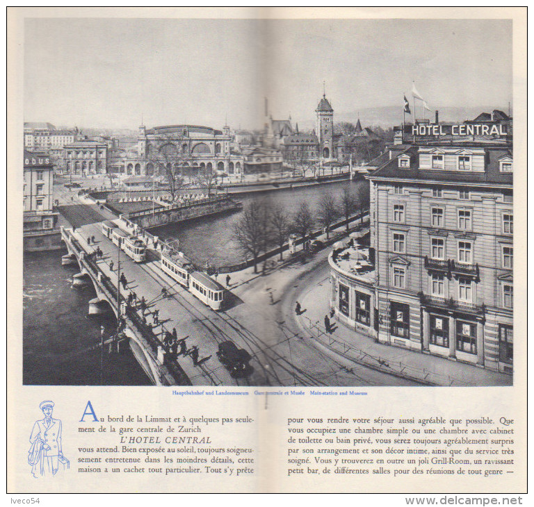 Années 50    Dépliant 12 Pages   "  Hôtel Central Zürich " - Dépliants Touristiques