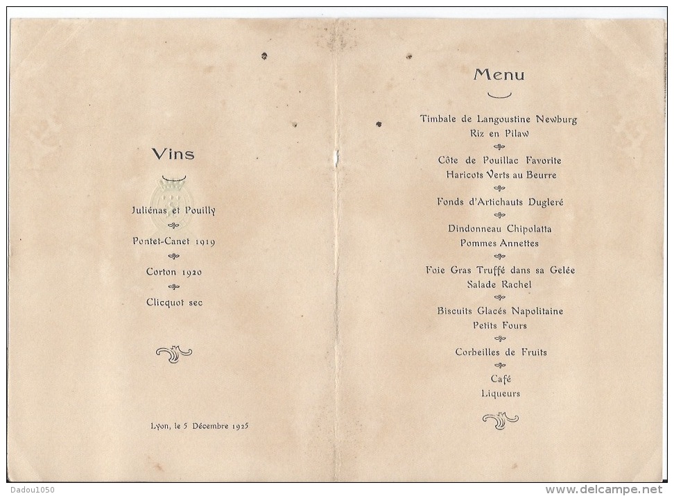 Lyon ,lugdunum Palace 1925 - Menus