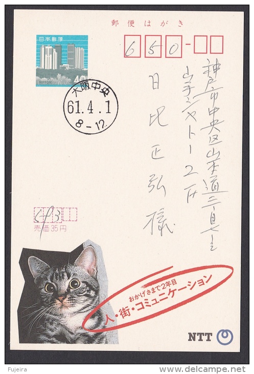 Japan Advertising Postcard, Cat NTT Telephone (jadu1292) - Cartoline Postali