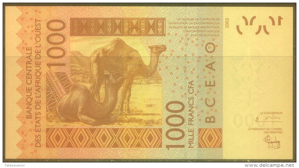 West African States-TOGO 1000 Fr Note, P815Ta, UNC - Togo