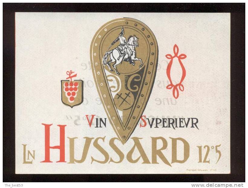 Etiquette De Vin De Table  -   Le Hussard   -  Thème Chevalier Cheval - Pferde