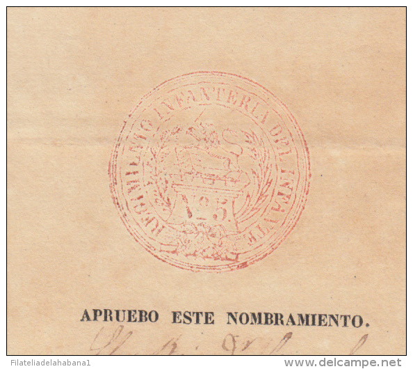 E4513 CUBA SPAIN ESPAÑA MILITAR DOC 1850 SELLO DEL REGIMIENTO DEL INFANTE  No5 - Historische Documenten