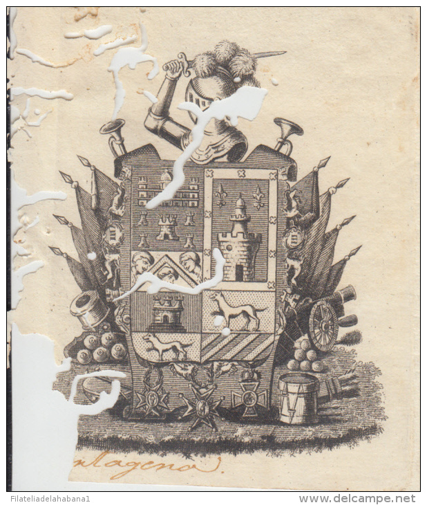 E4497 ESPAÑA SPAIN COAST OF ARMS. FAMILY EGIA Y LETON  DOC 1819. MADRID - Historical Documents