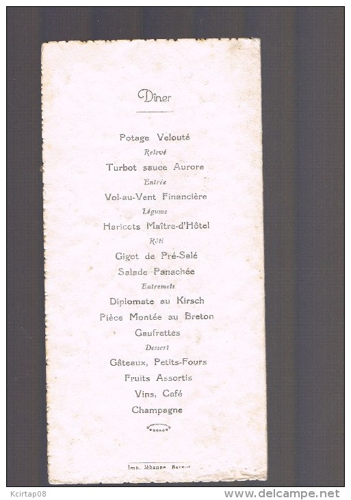 Menu De La Première Communion De Fernand ETIENNE  .  . - Menus