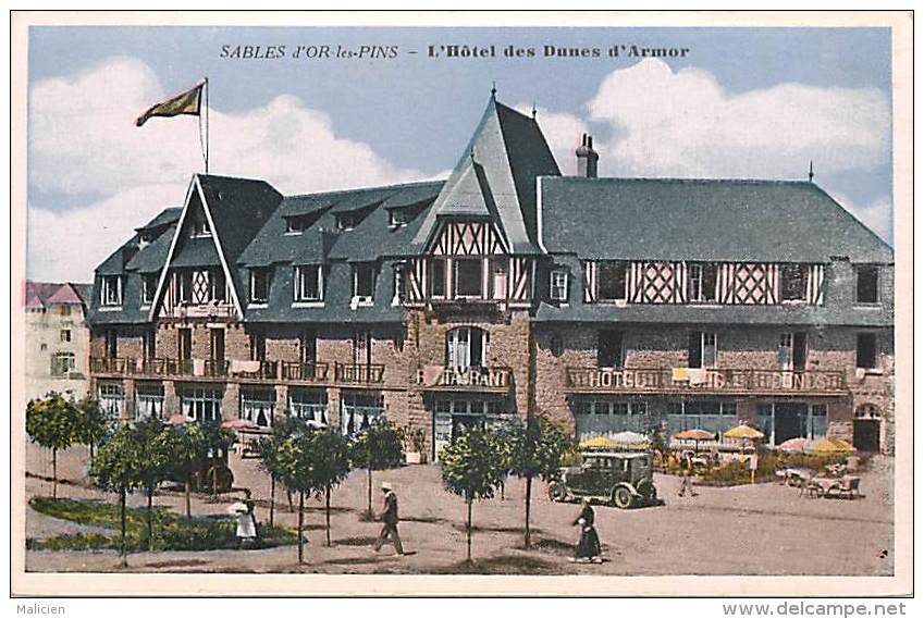 - Cotes D Armor -ref - C531 - Sables D Or Les Pins - L Hotel Des Dunes D Armor - Voiture  - Carte Colorisee  Bon Etat - - Other & Unclassified