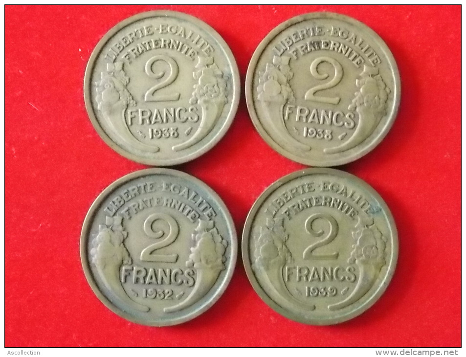 Lot De 4 Monnaies 2 Francs France 1932 33 38 39 - Autres & Non Classés